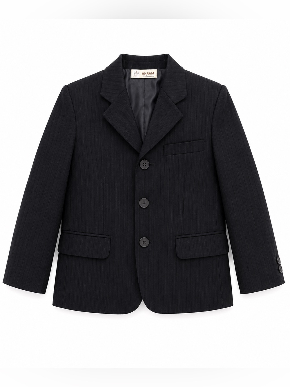 Boys' Black Pinstripe Blazer Jacket
